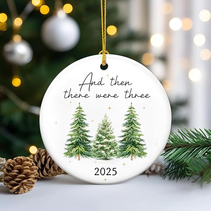 OASSIE Baby's First Christmas Ornaments 2025 - Glass Christmas Ornaments 2025 for Tree Decorations - Gifts for New Mom Dad Parents Couples, Family of Three, Pregnancy Announcement for Grandparents
