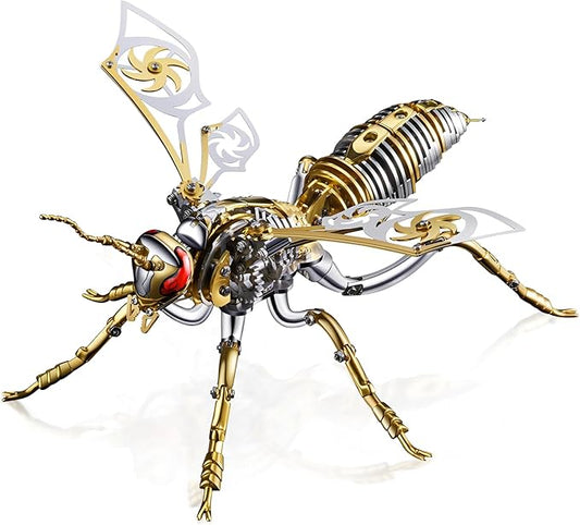 3D Metal Puzzles, Metal Model Kits for Adults Wasp Mechanical,Steel 3D Puzzle Stainless Steel Ornaments for Adults DIY Gifts for Men Women Art Craft Gifts Toys(Gold).