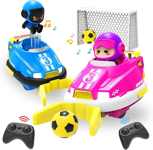 ATHLERIA 2pcs Remote Control Bumper Car Toys for Boys Girls,RC Race Vehicles,Two Player Competitive Games,Christmas Birthday Gifts for 3 4 5 6 7 8-12 Years Old Toddlers Boys Girls Teens(Blue+Pink)