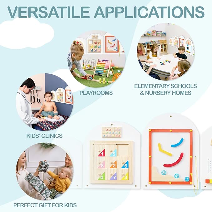 Monläurd® Cloud Montessori Busy Board, Sensory Board, Wooden Toys, Wall Toys, Boys and Girls 6M+