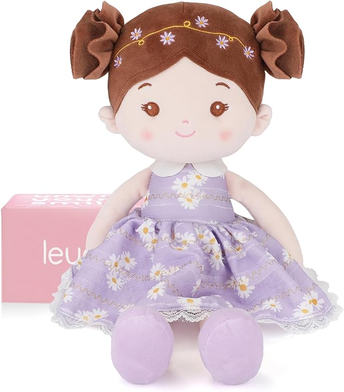 Soft Baby Doll Toys (16''), My First Baby Rag Doll for 1 Year-Old Girl Birthday Gift, Christmas Plush Toys Gift for Toddler Kids Infants-Daisy-Girl-Light-Purple