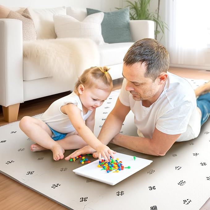 TCBunny 16 Interlocking Tiles and Edges Baby Play Mat for Kids & Toddlers - 5.6 X 4 FT (Bohemia Handmade Pattern)