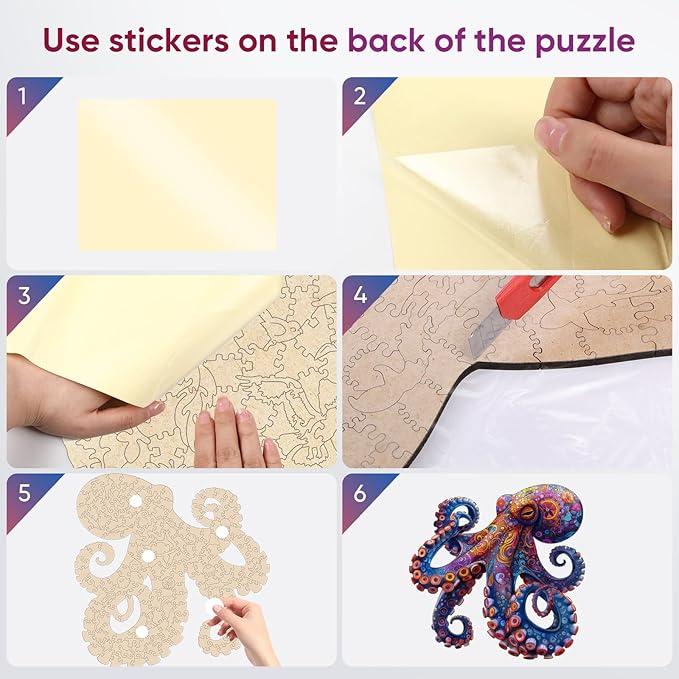 Octopus Puzzles for Adults 500 Pieces, 5MM Thick Wooden Jigsaw Puzzles, Unique Shape Puzzle Ocean Wood Puzzles for Adults and Kids Birthday Gifts Family Game 16.9 * 16.9inch