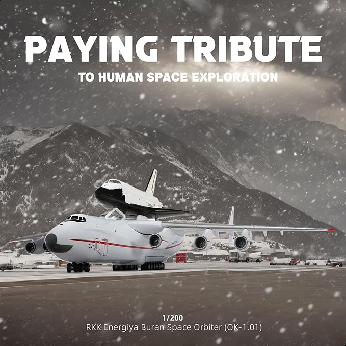Antonov AN-225 Mriya 1:200 Scale Model Aircraft Kit Carry Buran Space Shuttle Metal Die-cast Transport Aircraft Model with Display Stand Adult Airplane Model Kits Gift