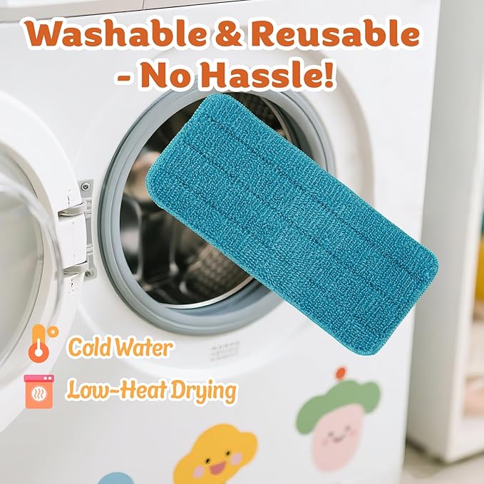 Kids Spray Mop - Real Working Toddler Cleaning Toy Set with Water Sprayer & 2 Washable Pads - Montessori Mini Mop & Sweeper - Interactive Learning Toys for Kids Ages 3+