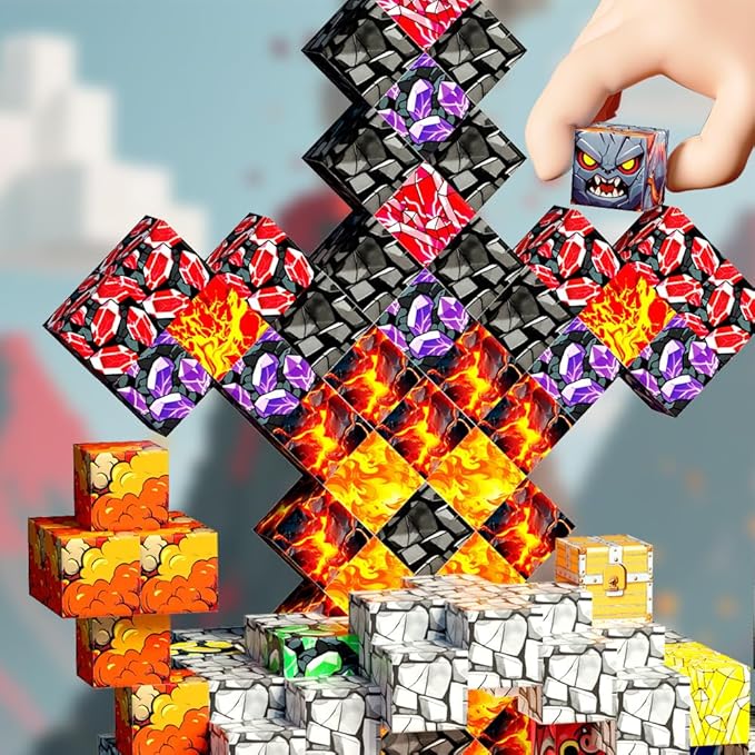 150 PCS Magnetic Blocks - Building Block for Kids Ages 4-8, Magnet Blocks Cubes Tiles Constructions Toys Girl Boy, STEM Educational Stacking Toy, Sensory Play Game Preschool Learning Gifts