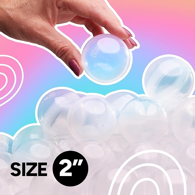 Capsule Vending Machine Round 100 pcs 2 inch - Gumball Machine Capsules Bulk Clear Container - Easter Basket Stuffers Birthday Gifts Pinata Stuffers DIY Craft Supplies - Clear Capsules Empty