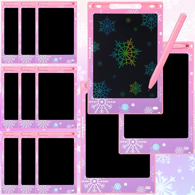 Nezyo 12 Pack Large Snowflake Party Favors LCD Writing Tablet for Kids 8.5 Inch Frozen Party Favors Snowflake Drawing Tablet Erasable Reusable Electronic Drawing Pads for Birthday Supplies Gifts