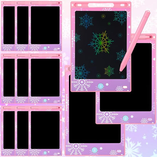 Nezyo 12 Pack Large Snowflake Party Favors LCD Writing Tablet for Kids 8.5 Inch Frozen Party Favors Snowflake Drawing Tablet Erasable Reusable Electronic Drawing Pads for Birthday Supplies Gifts