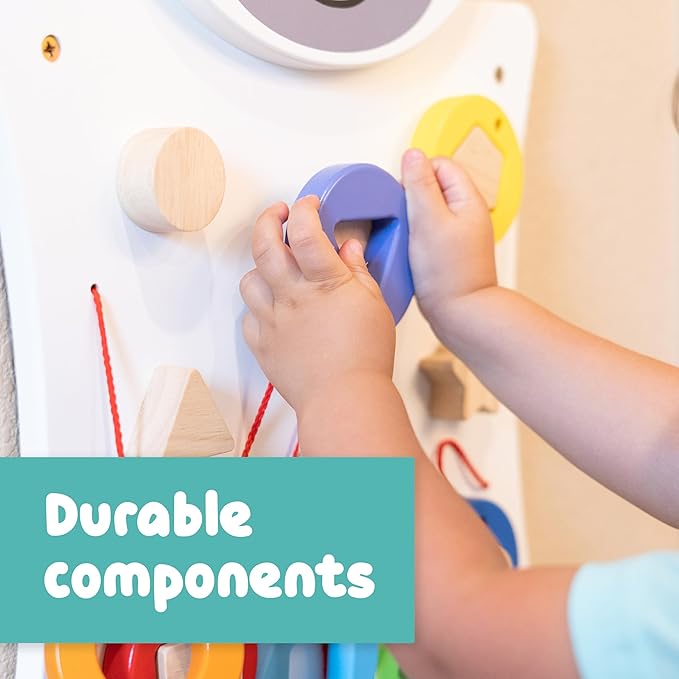 SPARK & WOW Zebra Activity Wall Panel | Ages 18m+ | Montessori Sensory Wall Toy | Nesting Shape Activity | Busy Board | Toddler Room Decor