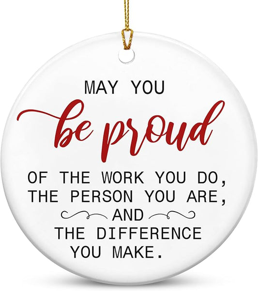 OASSIE Christmas Employee Appreciation Gifts for Coworkers - Ceramic Christmas Ornaments 2025 for Tree Decorations - Inspirational Gifts for Women Boss Lady Teachers, Retirement Gift for Woman