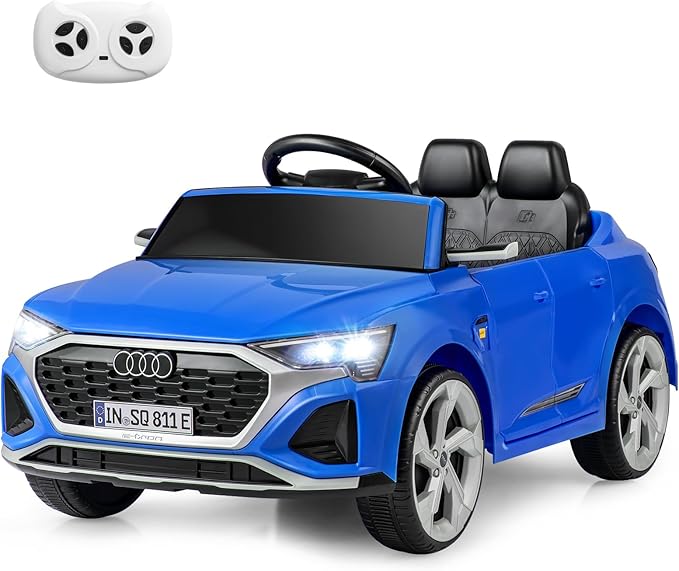 Licensed Audi SQ8 Ride on Car by INFANS, Battery Powered Electric Vehicle for with Remote Control, Adjustable Music, LED Lights, Suspension, Driving Toy Gift for Kids Toddler Age 3+ (Blue)