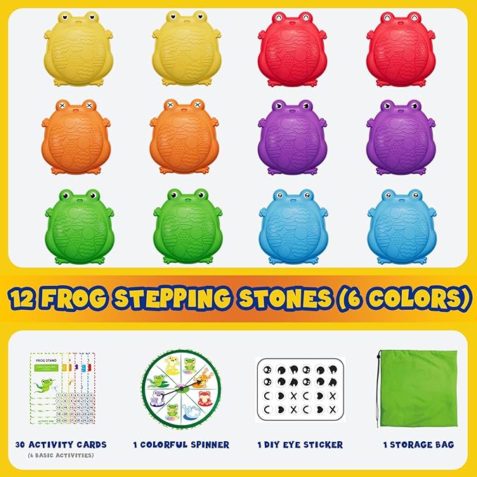 Stepping Stones for Kids, 12PCS Non-Slip Toddler Balance Steps Stones, Obstacle Courses Sensory Toys, Coordination Game Gift for Boys Girls Indoor Outdoor Play