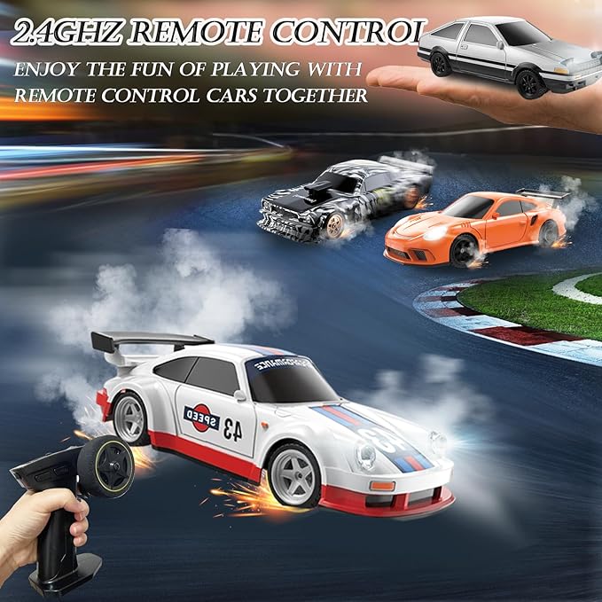1/43 Mini RC Drift Car with Gyroscope, 2.4GHz Full Proportional High Speed Remote Control Car, RTR 4WD Fast RC Cars with LED Lights Racing Tires, Hobby RC Cars Toy Model Gift for Adults, Kids, Boys