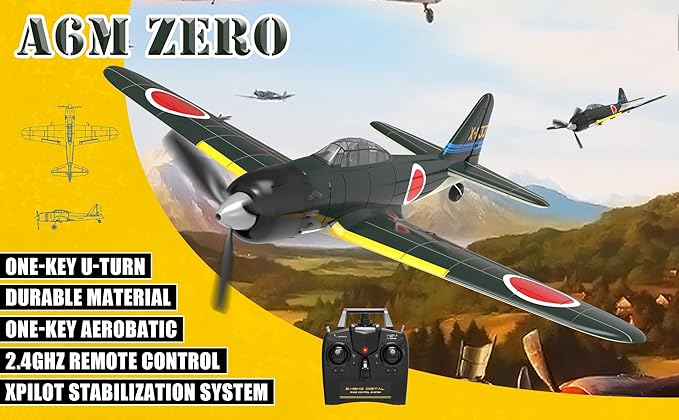 Romote Control Airplane Zero Fighter, 4 Channel RTF RC Plane with 6-Axis Gyro, WW2 Warbird Aircraft Toy Gift for Adults & Kid