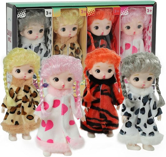 Mini Baby Dolls 4pcs Set,6Inch Princess Dolls,Realistic Cute Pout mini Babies,Rapunzel Doll with Skirt Dresses,Cute Small Baby Doll Gifts Set for Girls Boys 3+ Birthday Gifts