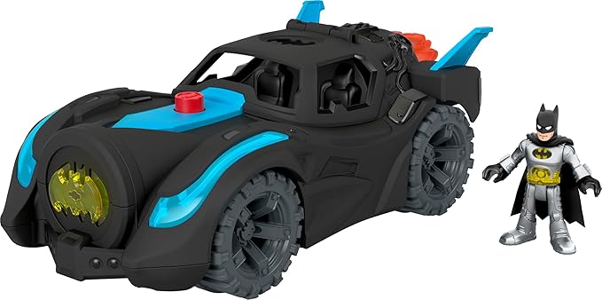 Fisher-Price Imaginext DC Super Friends Batman Toys, Lights & Sounds Batmobile with Batman Figure for Preschool Pretend Play Ages 3-8 Years