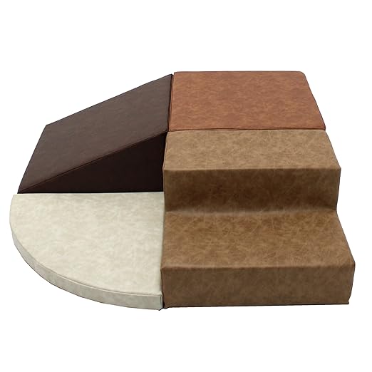 FDP Rustic Western Toddler Playtime Corner Climber, Distressed Faux Hide Leather, Indoor Active Play Structure for Toddlers and Kids, Safe Soft Foam for Crawling and Sliding (4-Piece Set), 11619-DA