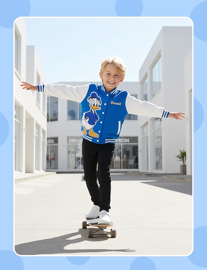 Disney Minnie Mickey Stitch Princess Frozen Elsa Marvel Jacket Lightweight Coat Button up Color Block Sweatshirt 2-14 Years