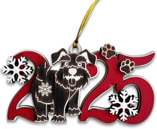 2025 Black Schnauzer Christmas Ornament – Wooden Dog Ornament for Tree, Cute Puppy Holiday Decoration, Personalized Pet Lover Gift for Women, Men, Kids, Dog Mom & Dad