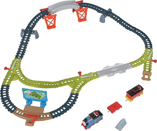 Thomas & Friends Toy Train Set Talking Thomas & Brake Car Bruno Track Playset with Phrases & Sounds for Preschool Kids Ages 3+ Years