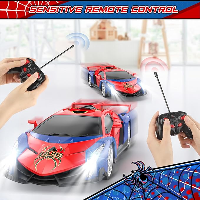 Growsland Remote Control Car for Kids, RC Cars for Boys Kids 1:18 Electric Vehicle Toy Car Hobby Racing Car Toys with Lights & Controller, Birthday Gift for 3 4 5 6 7 8 9 Year Old Boys Girls