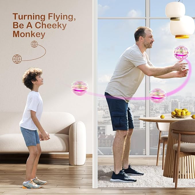 Flying Orb Ball 2024 Galaxy Cosmic Globe UFO Boomerang Hover Ball Galatic Fidget Spinner Mini Drone Cool Toys Birthday Gift Ideas for 6 7 8 9 10+ Year Old Boys Girls Teens Indoor Outdoor(Pink)