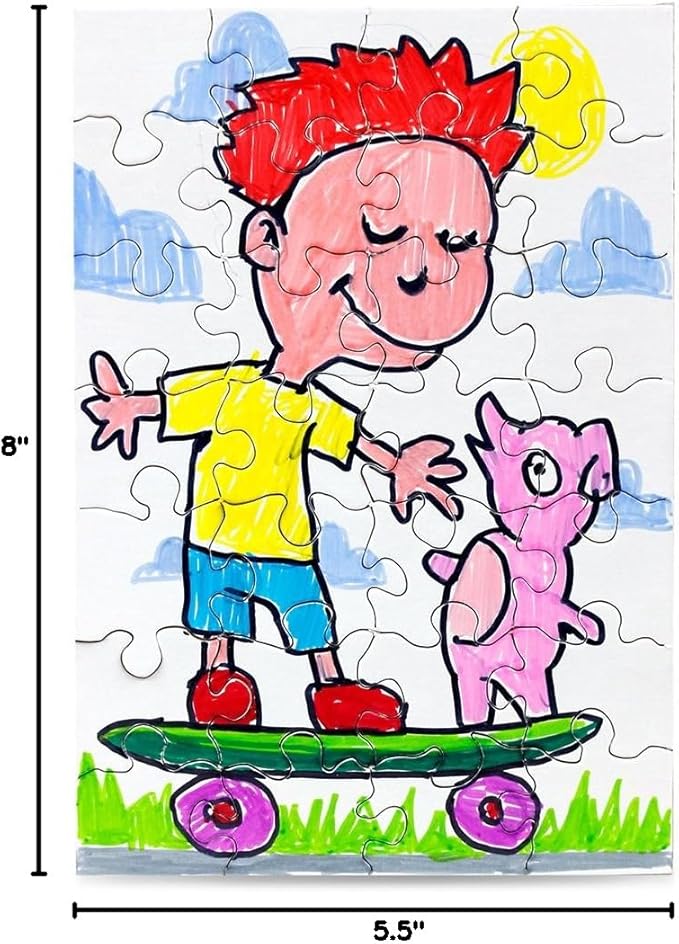 100 Blank Jigsaw Puzzles – 5.5 x 8 Inch, 28 Pieces Each – Hygloss DYI Party invites, Perfect for Decorating, Kids' Activities, Arts & Crafts or Party Favors - Puzzle Pieces to Draw On for Crafts