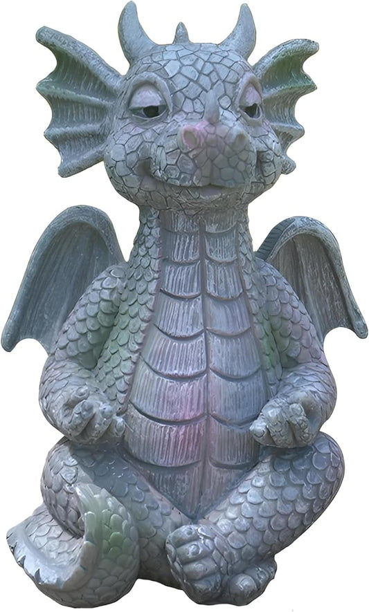 Cute Dragon Figurines Dinosaur Sculptures, Unique Resin Artwork for Office & Home Décor,Yoga Dragons Decorations for Garden & Yard,Outdoor Adorable Baby Dragon Statue Ornaments (Yoga B)