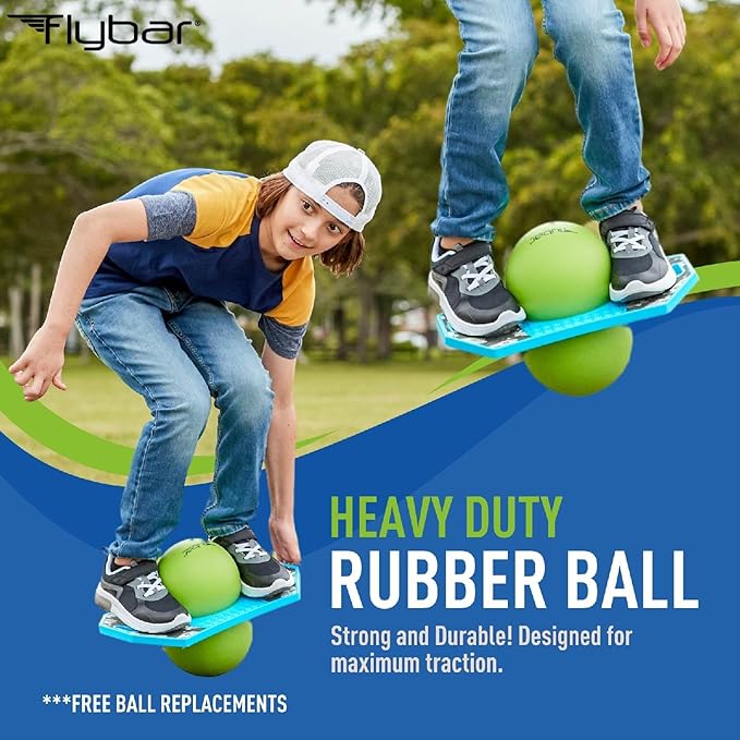 Flybar Pogo Trick Ball for Kids, Bounce Board for Boys and Girls Ages 6+, Up to 160 lbs, Includes Pump, Easy to Carry Handle, Durable Plastic Deck Indoor, Outdoor Toy Pogo Jumper,
