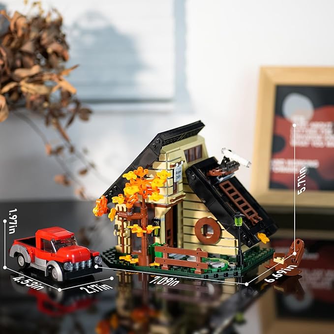 House Building Set Compatible with Lego for Adults,A Frame Cabin Toy for Architecture Lovers,Gift for Halloween,Christmas Home Decor 696 pcs