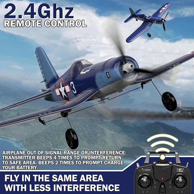 LEAMBE 4 Channel RC Plane - Ready to Fly Aerobatic Aircraft, Easy Control for Beginners, F4U Corsair RC Airplane Best Gift for Kids