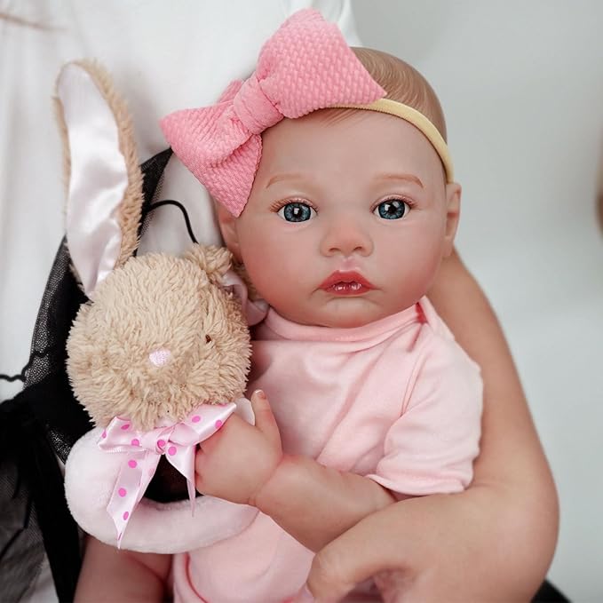 17" Realistic and Cute Reborn Baby Girl Beall Opened Her Eyes, Handmade Lifelike Reborn Doll, Advanced Painted Vinyl Gift Set for Kids Age 3+