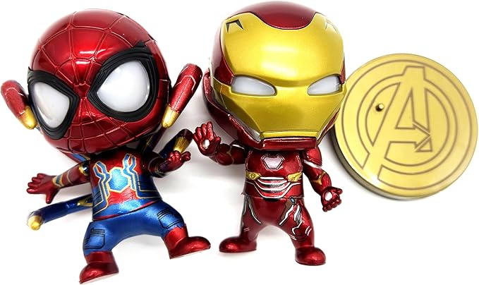 Prodigy Toys Spiderman Action Figure with Shooting Web vs Iron Man with LED Eyes (Batteries Included)