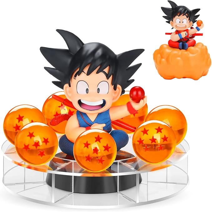 DBZ Dragon Ball Action Figure Toys with 1.4 Inch Crystal Stars Dragon Ball and Transparent Base, Goko Action Figure with Gift Box for Birthday Gifts
