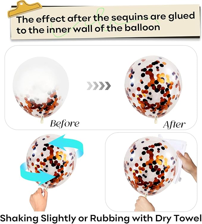 Orange and Black Halloween Balloons Set, 60Pcs 12 Inch Orange Black Marble White Latex Balloons with Bats Orange Black Confetti Helium Balloon for Happy Halloween Birthday Party Wedding Decorations