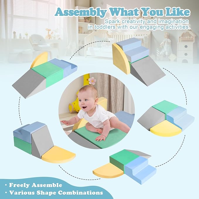 Climbing Toys for Toddlers 1-3, Foam Climb Blocks for Baby，4-Piece Baby Climbing Crawling Toys Soft Foam Blocks Activity Play Set
