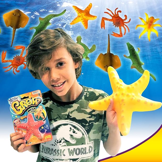 JA-RU Magic Grow Ocean Themed Water Animals (6 Packs Assorted) Beach Life Theme Toys | Bulk Expanding Bath and Pool Toys for Kids. Sea Creatures Party Toys and Goodie Bags. 302-6A