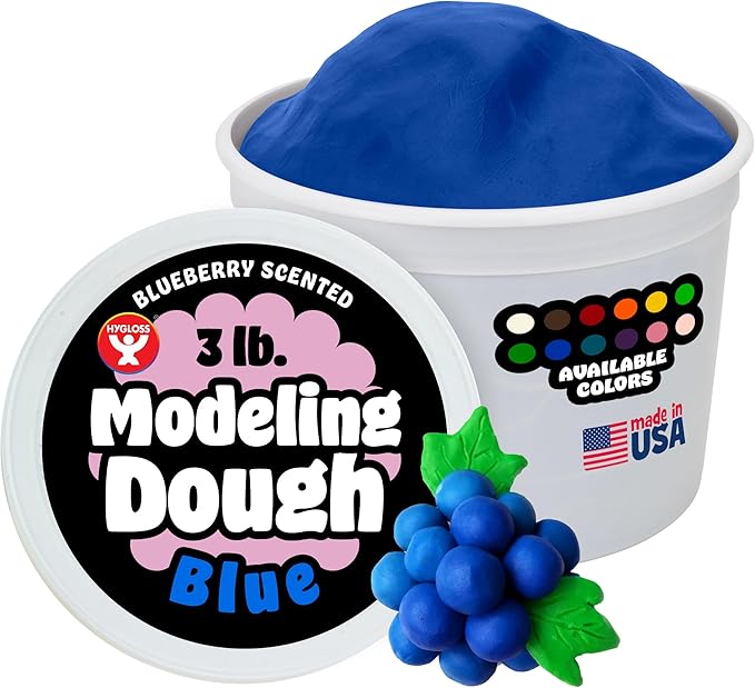 Hygloss Play Modeling Dough for Kids – Safe & Non-Toxic Sensory Dough for Arts and Crafts – 3 lb Tub – Play Clay for Toddler Activities, Preschool Classroom Must-Haves – Blue Color, Scented