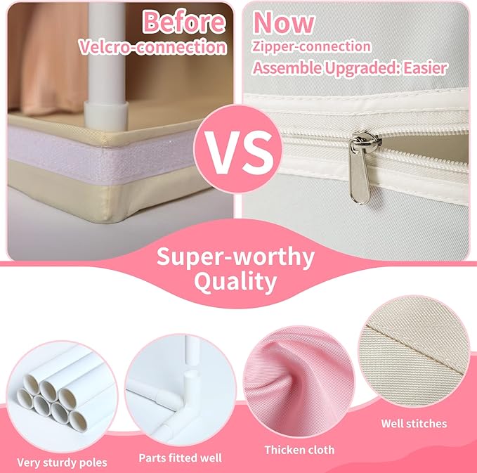 SISTICKER Kids Play Tents for Girls Large Fairy Playhouse for Kids Princess Castle Tent Gift Toys for Girl Toddler Children Play House (Pink) (Pink Tent)