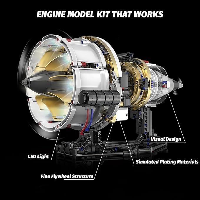 Jet Engine Model Kit That Runs, App Controlled Building Blocks Sets with Motor, Visible Aircraft Engine Building Kit for Adults & Kids 14+ Year Old (564 PCS)