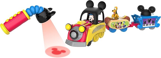 Disney Junior Mickey Mouse Funhouse Light the Way Train, Musical Toy Train Set with Controller, Preschool