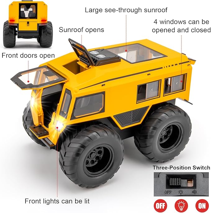 1:24 Sherp All Terrain Off Road Vehicle Diecast Car Model, Collecting Diecast Pull Back Beach Motorcycle Toys Car for Kids Boys Girls (Yellow)