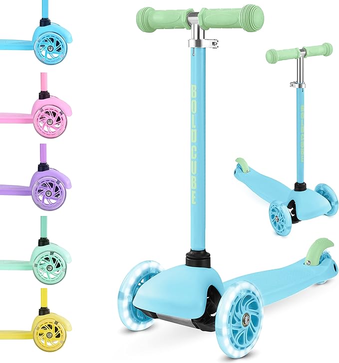 Teeny | 3 Wheel Scooter for Kids & Toddlers Ages 2-6 Years | Flashing Wheels | Height Adjustable 53 to 70 cm | My First Scooter