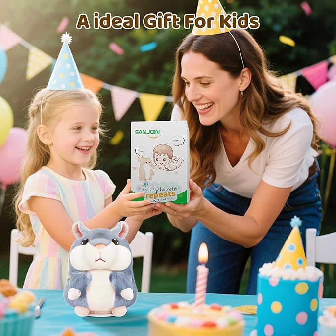 Kids Toddler Toys for Ages 2-4, Talking Hamster Repeats What You Say, Interactive Plush Repeating Toy for 2 3 4 5 6 8 Year Old Boy Girl Birthday Gift (Gray)