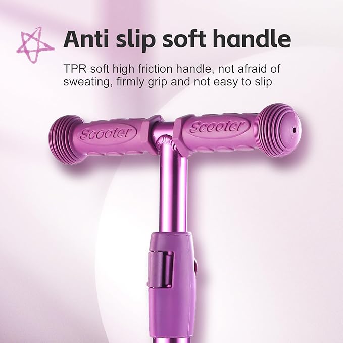 3 Wheel Scooter for Kids Ages 6-12,Kids Scooter with Light Up Wheels, Sturdy Deck Design, and 4 Height Adjustable Suitable for Kids Ages 3-12