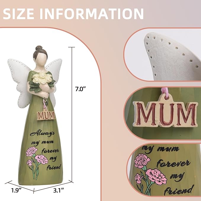 Mom Birthday Gifts,Mom Friend Birthday Gifts for Women,Mothers Figurine Gifts,Angel Figurine for Mother’s Day,Sculpted Hand-Painted Figurine