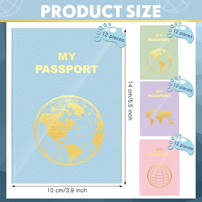 Lincia 48 Pcs Blank Passport Notebook Fake Passport Book Travel Journal Book Bulk Coloring Kids Travel Airplane Activity Classroom Decor School Projects(Macaron Color)
