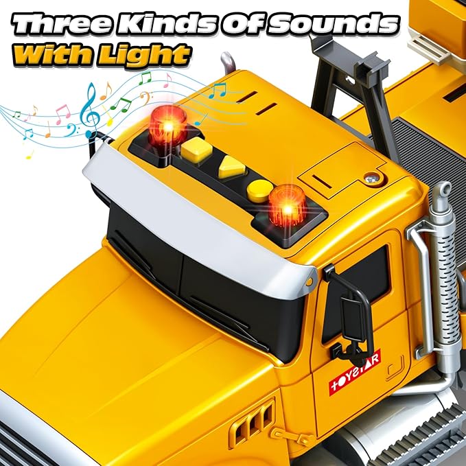 Kids Toys for 3 4 5 6 7 8 Years Old Boys, Large Excavator Truck Toy with Lights, Sounds, Toddler Friction Powered Truck Vehicle Toy for Boys Girls Christmas Birthday Gifts