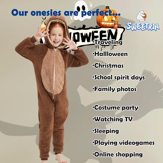 SWEETXIN Unise Kids Jumpsuit Cosplay Onesie One Piece Suit for Girls Boys Halloween Character Costume Dress Up Party